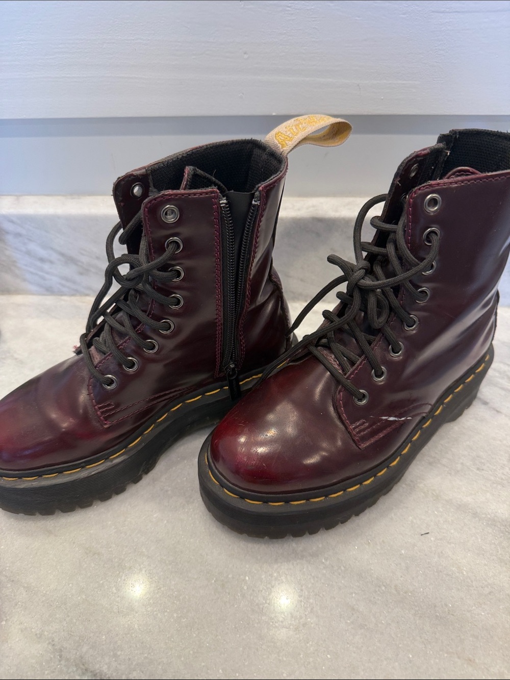 Dr. Martens Women's Burgundy Leather Lace-Up Boots